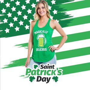 🍀Tipsy Elves St. Patrick's Day Tank Top for Women - Magically Delicious Sz L